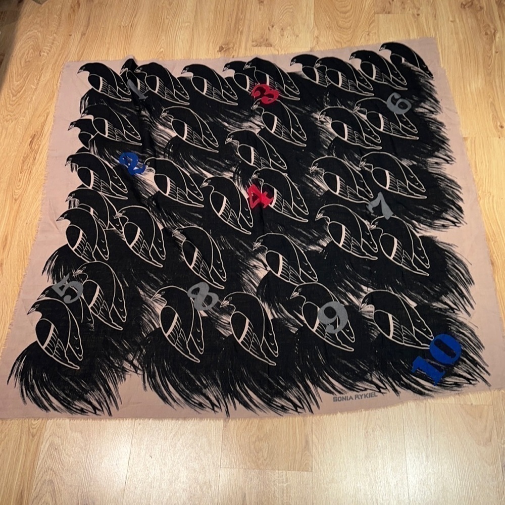 Sonia Rykiel XL Wool Shawl Wrap Scarf 46.5” Square